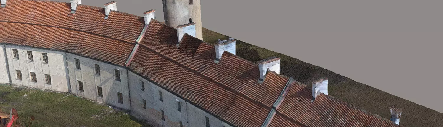 Model 3D zabudowy pałacowej wykonany technologią LIDAR z drona
