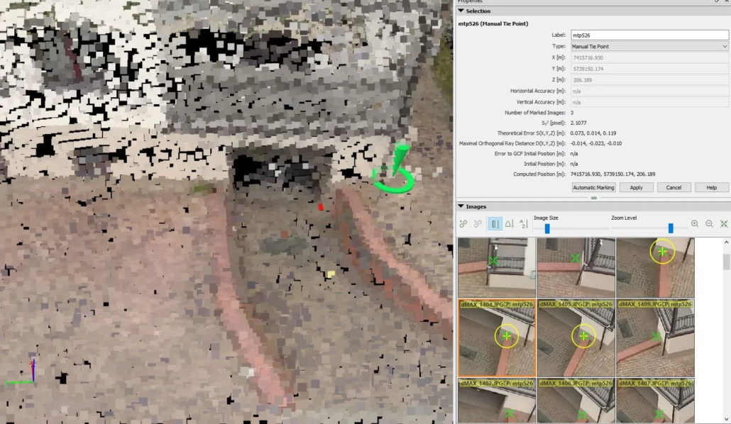obraz oprogramowania do wykonywania pomiarów fotogrametrycznych budynków z pułapu lotniczego dronem